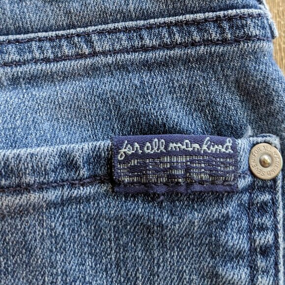 7 For All Mankind Gwenevere Medium Wash Distressed Low Rise Blue Jeans, Size 25 - Picture 8 of 10